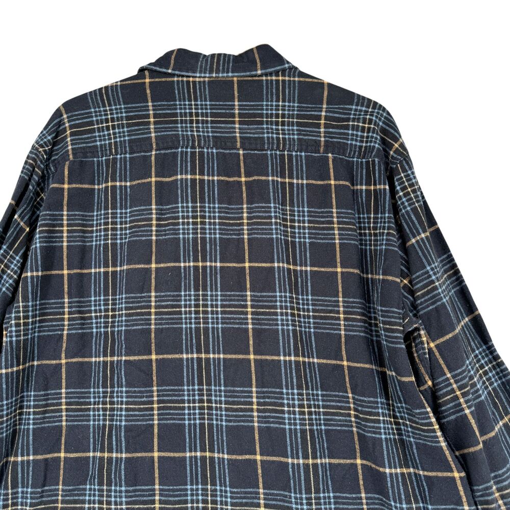 Timberland Button Shirt Men XL Navy Blue Yellow Plaid Cotton Flannel Long Sleeve - Picture 8 of 10